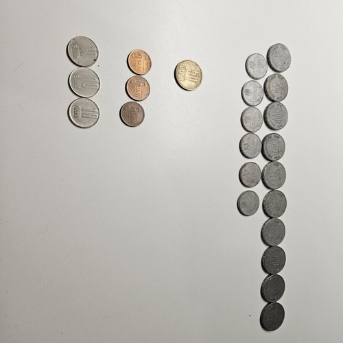 Romanian coins used, mostly from old currency