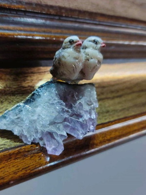 Birds of Love on Amethyst like new, collectible vintage miniature