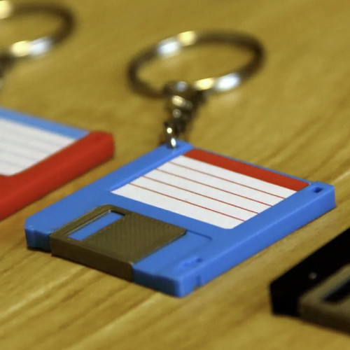Floppy Disk Keychain with NFC Tag like new, retro tech keychain