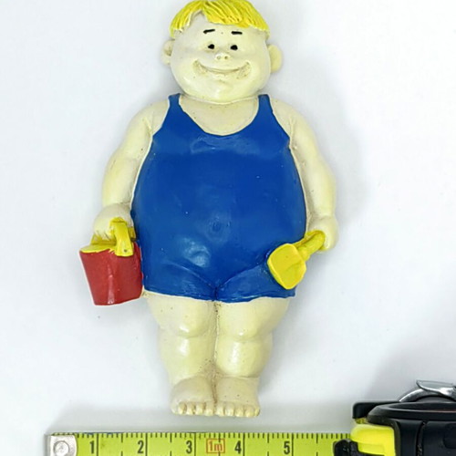 Vintage Ceramic Fridge Magnets Girl and Boy with Swimsuits like new