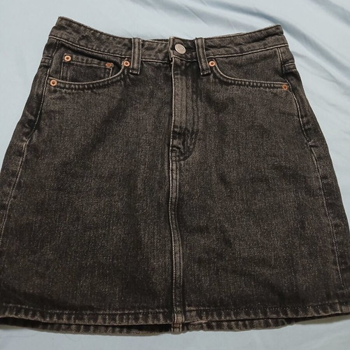 Denim skirt high waist in washed black graphite size 34 XS like new