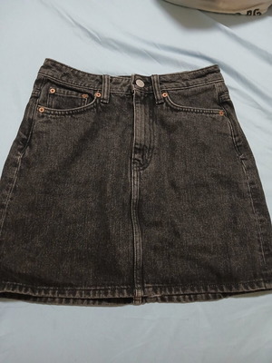 Denim skirt high waist in washed black graphite size 34 XS like new