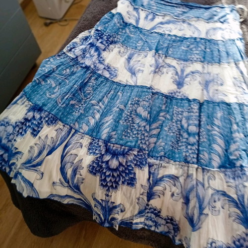 Pomodoro maxi spring skirt, XXL - XXXL, white and blue