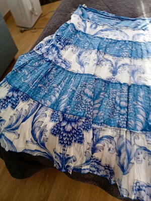 Pomodoro maxi spring skirt, XXL - XXXL, white and blue