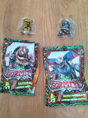 Gormiti collectible figures new, ultra hurricane silver and gold with packaging