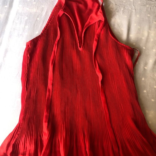Zara lightweight red blouse medium like new with lining and tie