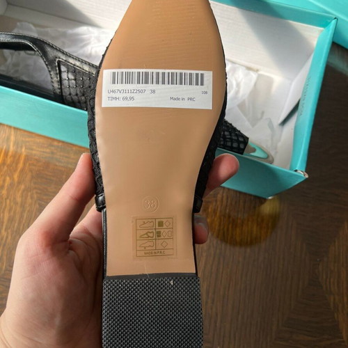 Black leather slingback shoes size 38 new