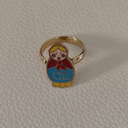 Christian Dior Matryoshka ring vintage, like new, gold metal with enamel