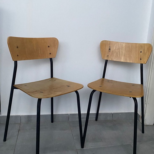 Wood and metal Scandinavian design mid century chairs like new