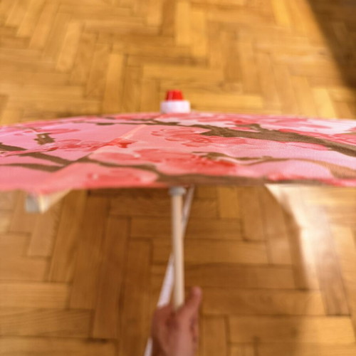 Chinese Pink Umbrella New With Almond Blossom And Bird Pattern