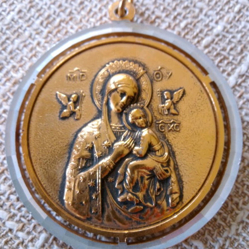 Religious double-sided pendant Panagia & Saint Spyridon used 7cm