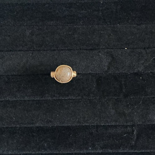 Handmade jasper earrings and adjustable brass ring set