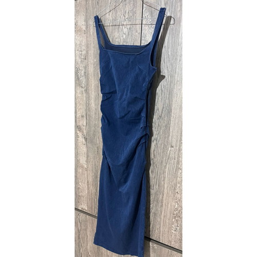 Denim dress with square neckline, blue, size S
