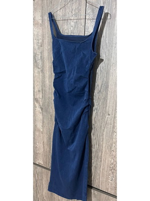 Denim dress with square neckline, blue, size S