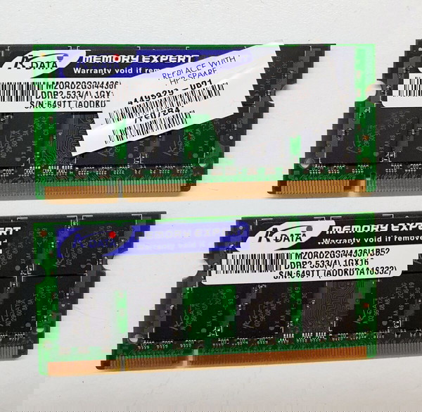 2 Μνήμες RAM για Laptop ADATA 1GB DDR2-533 SO-DIMM