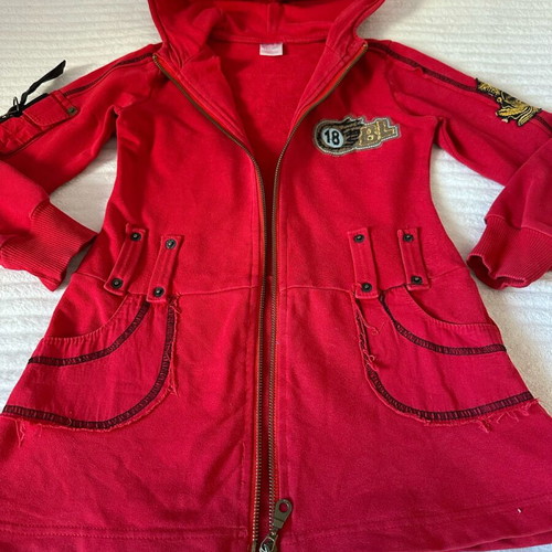 Sprint long cardigan used, red, size 6 years, 122 cm