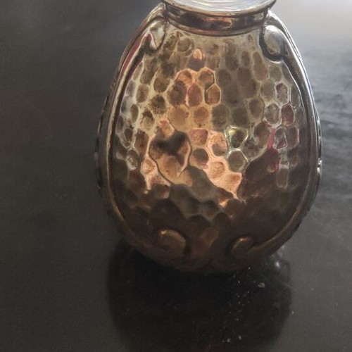 Silver-plated vase with handmade carving used