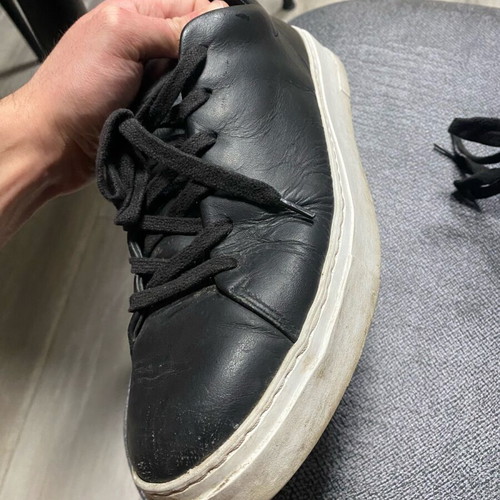 Crime leather men's sneakers used, size 43, black