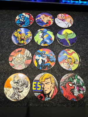 Marvel pogs used, pack of 12, 1994