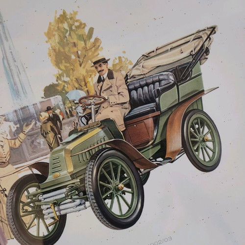 Collection of art prints with classic Opel car illustrations like new, 9 pcs