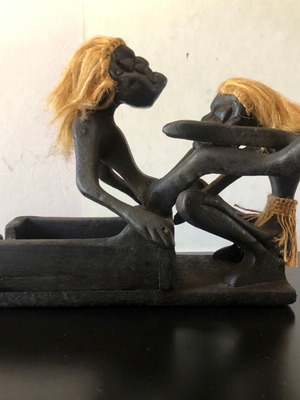 Vintage Αφρικανικό χειροποίητο ξυλόγλυπτο άγαλμα σαν καινούργιο με χιουμοριστική διάθεση