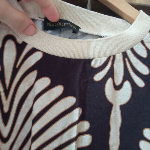 Blouse with Art Nouveau pattern new, one size, black and beige