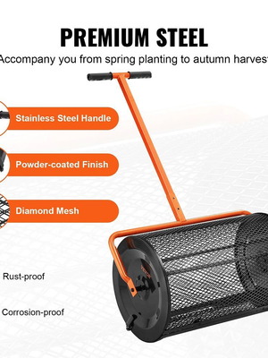 Vevor Adjustable Compost Spreader 24" with Side Locks, Black