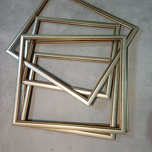 Wooden frames pack of 5, new, classic design with gold patina