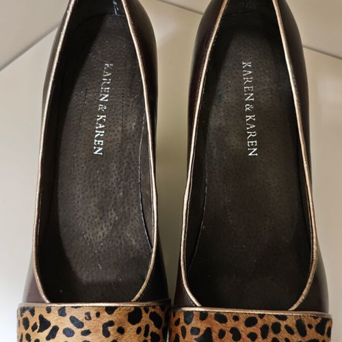 Brown pumps with animal print trim size 40 like new