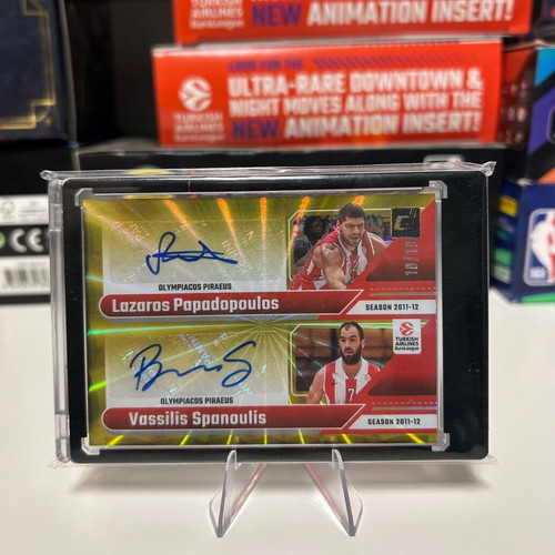 Euroleague Donruss 2024-25 Gold Dual Signatures 10/10 Vassilis Spanoulis / Lazaros Papadopoulos new
