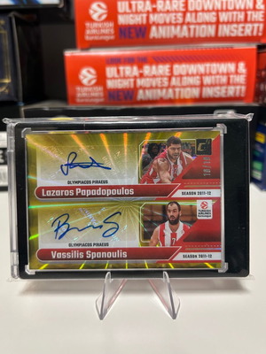 Euroleague Donruss 2024-25 Gold Dual Signatures 10/10 Vassilis Spanoulis / Lazaros Papadopoulos new