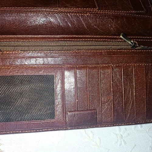 Vintage leather wallet Mihail used, brown