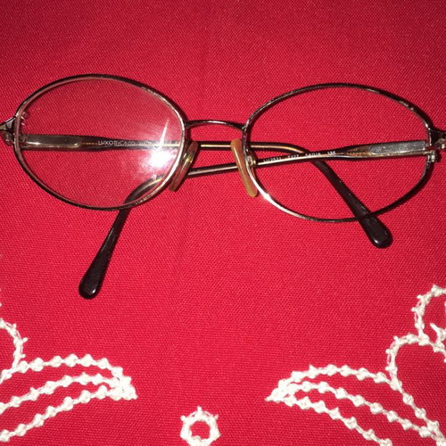 Luxotica glasses frame new, gray with gold and brown temples