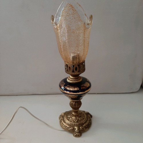 Porcelain and bronze lamp like new, 1960-70