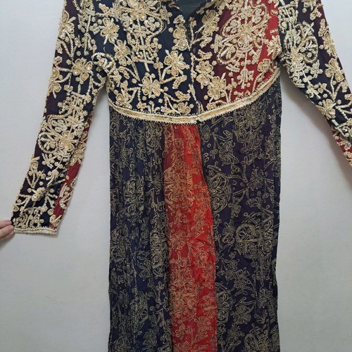 Handmade embroidered dress used, blue, size L
