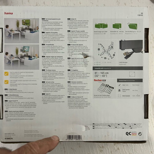 Hama Fullmotion TV wall mount new for 32"-65" TVs