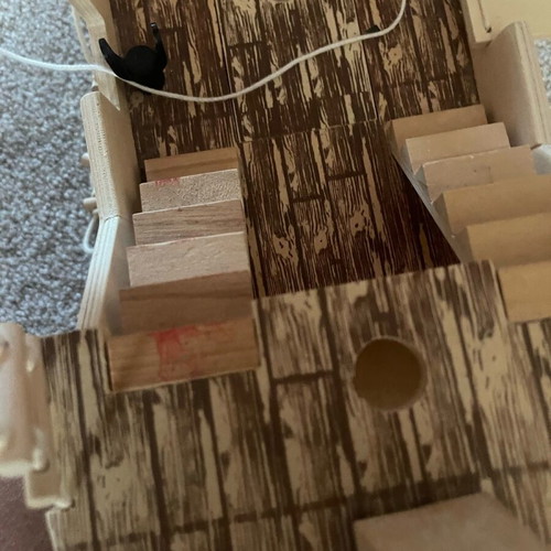 Wooden pirate ship used with small break and marker stains