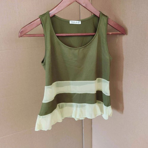 Project khaki sleeveless top used, size Small
