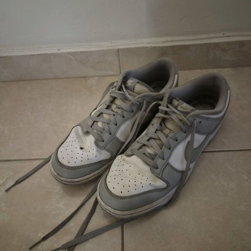 Nike Dunk Low shoes like new, white and grey, size 46