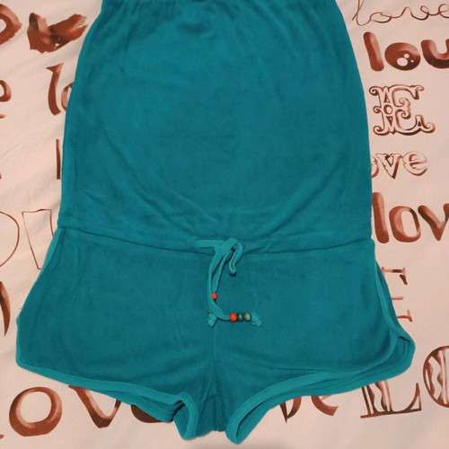 Pink Woman one-piece used, turquoise elastic jumpsuit