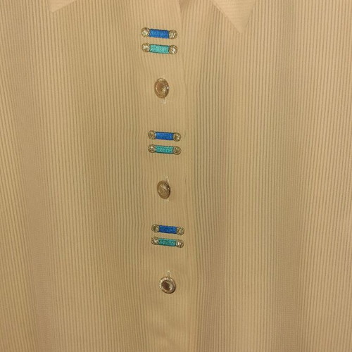 Queen shirt with shoulder pads and gold buttons like new, yellow, size S