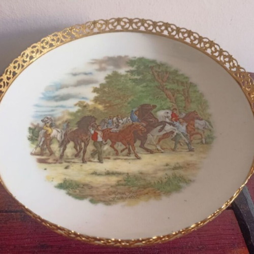 Decorative plate "The Horse Fair" 1853 by Rosa Bonheur, Bavaria, used