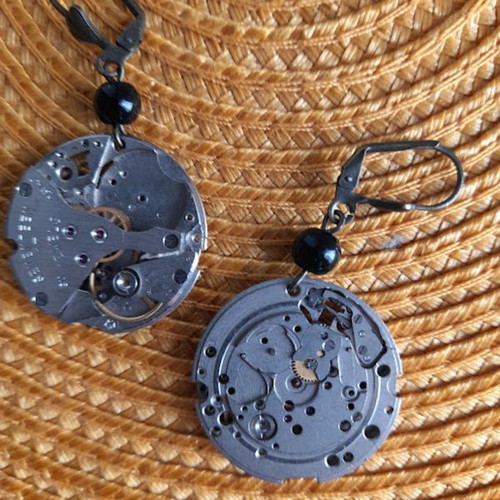 Earrings made from old watches like new, handmade