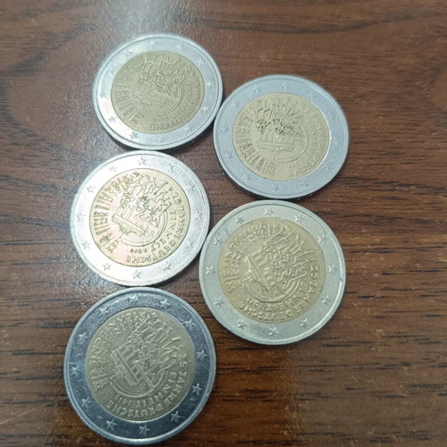 Germany 2 Euro 2015 German Unity coin set used, five pieces