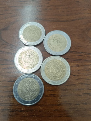 Germany 2 Euro 2015 German Unity coin set used, five pieces