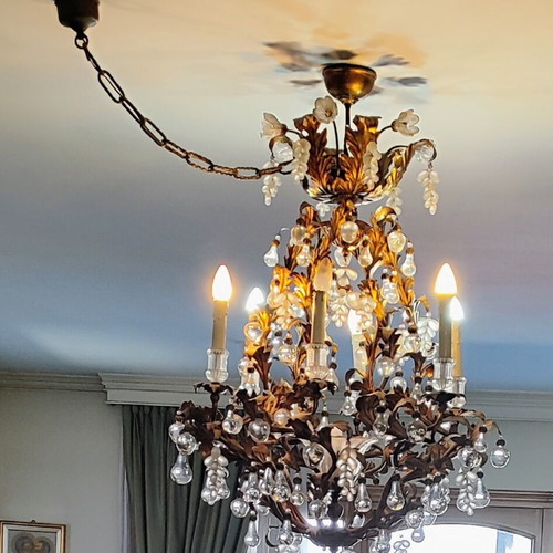 Murano chandelier like new with matching wall lamp set