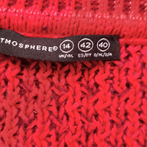 Women's sweater with unique knit design, like new, black and red, XL