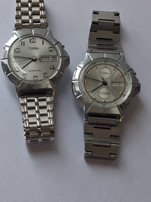 Slava CCCP automatic men's watches used, set of two, grey and silver