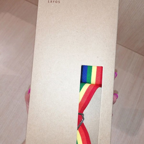 Layos printed elastic suspenders new, colorful with metallic clips