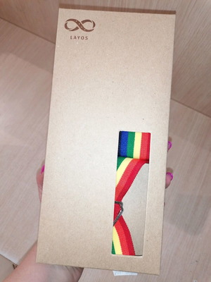 Layos printed elastic suspenders new, colorful with metallic clips